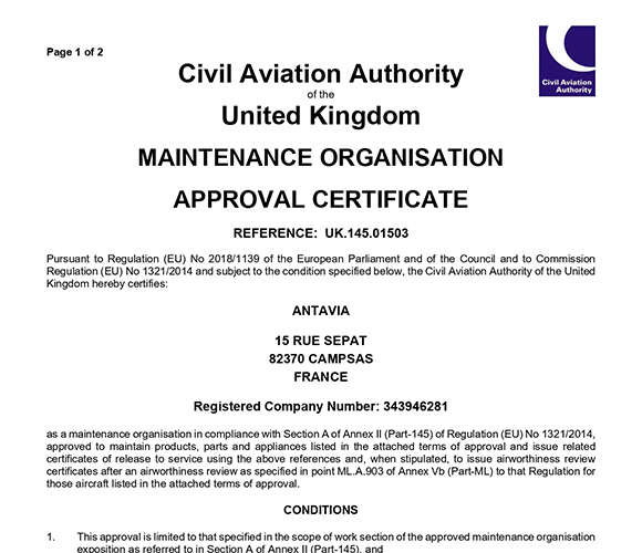 Antavia UK CAA Certificate antavia-uk-caa-certificate